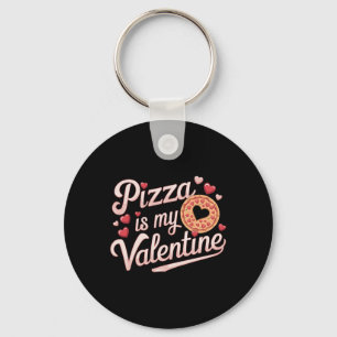Pizza Is My Valentine Valentines Day Heart Peppero Keychain