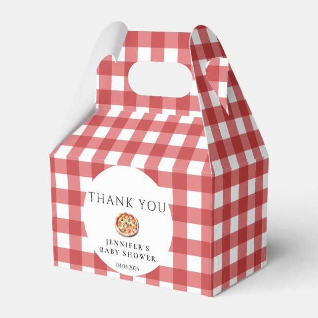Pizza Italian Casual Baby Shower Favour Bag Box (Front Side)