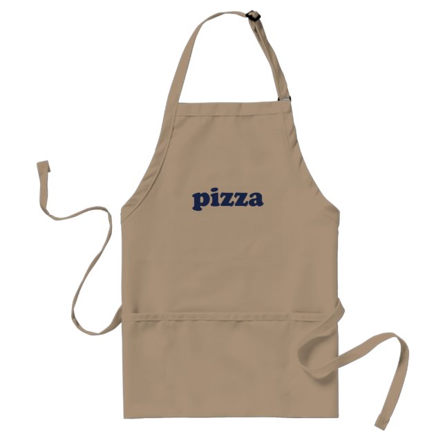 Pizza khaki blue modern typography solid funny standard apron (Front)