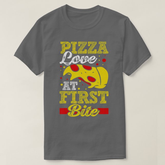Pizza Love At First Bite  T-Shirt (Design Front)