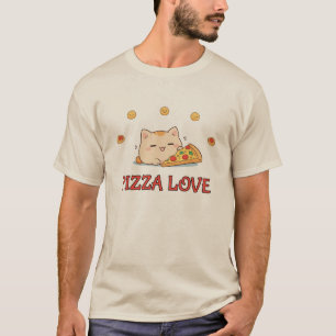 Pizza Love – Kawaii Cat with Pizza T-Shirt
