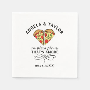 Pizza Love Trendy Wedding Monogram Date Napkin