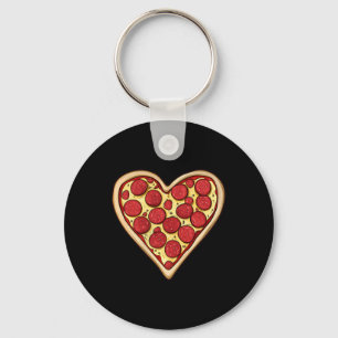 Pizza Love Valentines Day Heart Minimalist Keychain