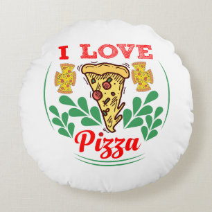 Pizza Lover Fun Design for Food Fanatics Round Pillow