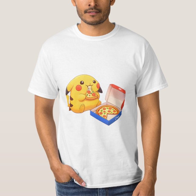Pizza Lover Pikachu  T-Shirt (Front)