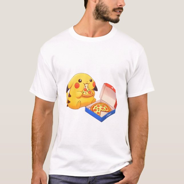 Pizza Lover Pikachu  T-Shirt (Front)