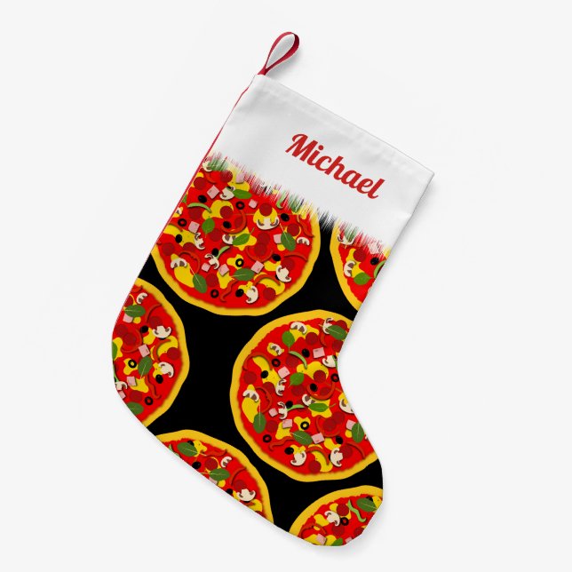 Pizza Lover Small Christmas Stocking (Front (Hanging))