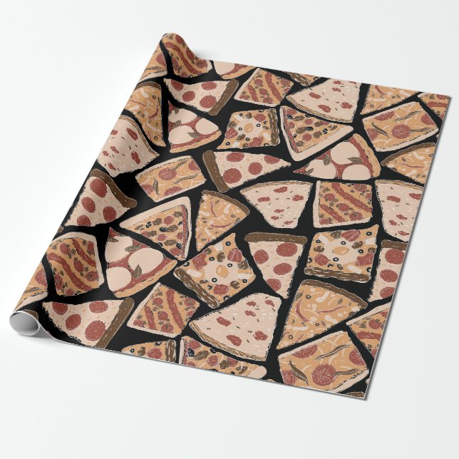 Pizza Lovers Gift Wrap - Pizza of the World (Unrolled)