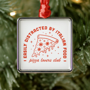 Pizza lovers vintage retro 80s red aesthetic metal ornament
