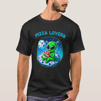 Pizza-Loving Alien on the Moon | Fun Cosmic T-Shirt