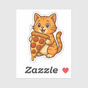 Pizza-Loving Cat Sticker – Funny Kawaii Foodie Des