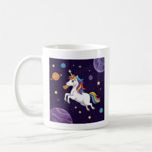 Pizza-Loving Unicorn in Space – Whimsical Fantasy Coffee Mug