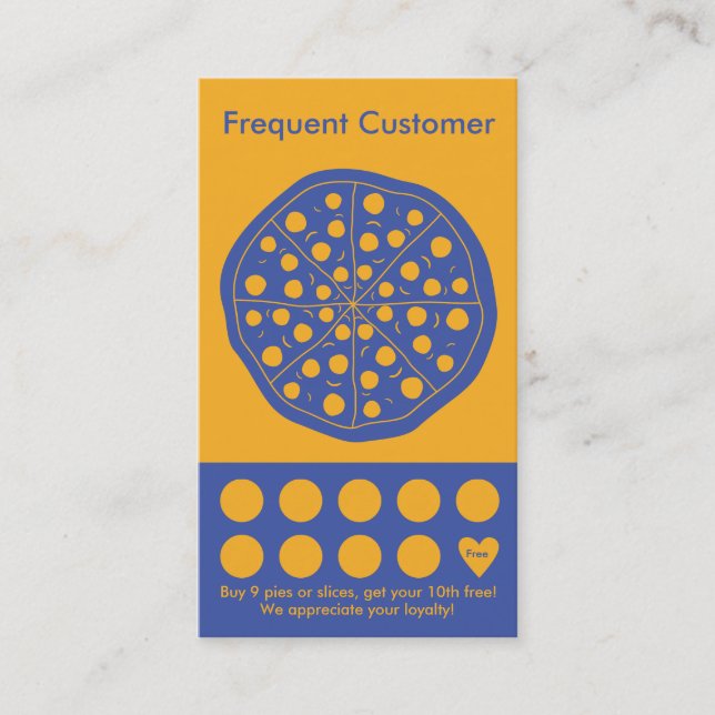 Pizza Loyalty Business Card Stamp Card (Front)