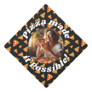 Pizza made it possible Custom photo dark grey Graduation Cap Topper