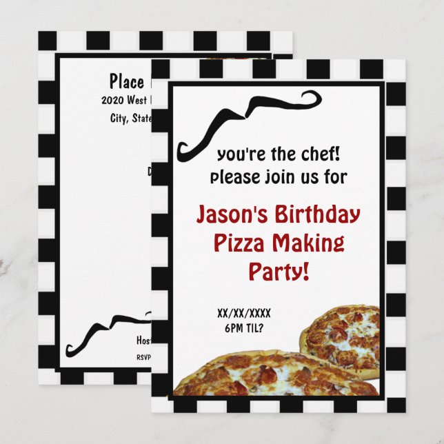 Pizza Making Birthday Party Invitation (Front/Back)