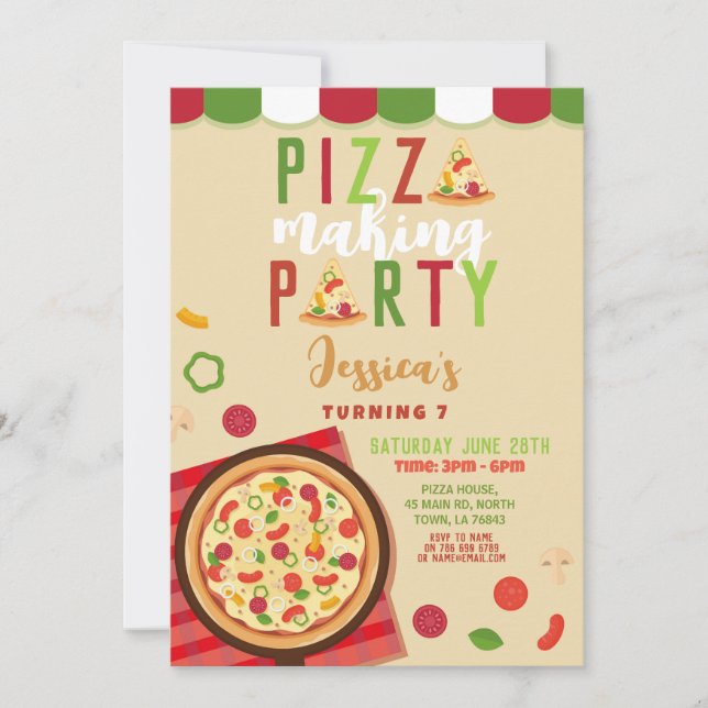Pizza Making Party Birthday Party Invite (Front)
