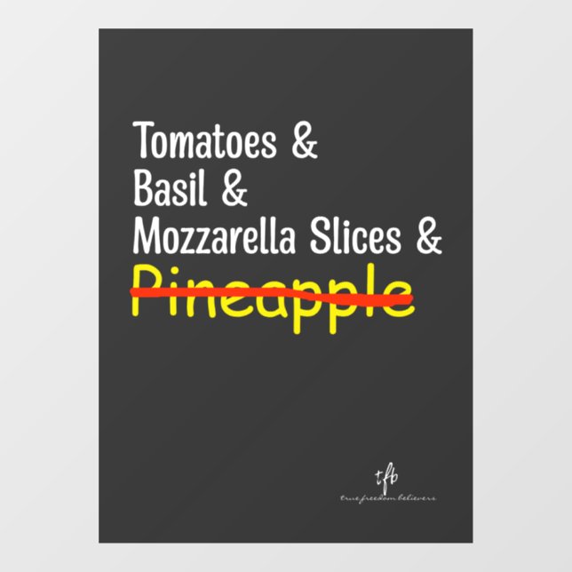 Pizza Margherita W/O Pineapple Window Cling (Sheet)