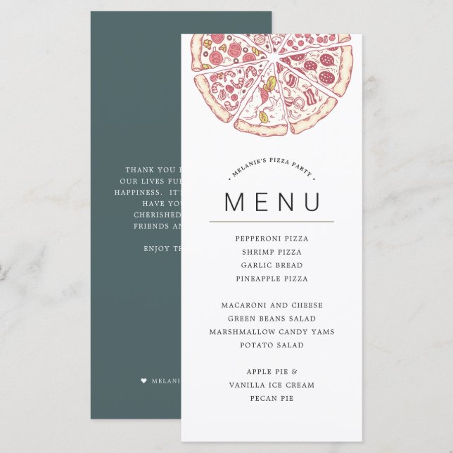 Pizza | Menu Aliments (Devant / Derrière)