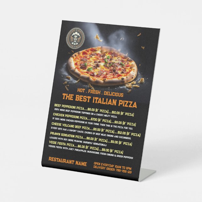 Pizza Menu and Display  Pedestal Sign (Front)