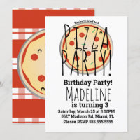 Pizza Mix Birthday Party Foodie Red Plaid