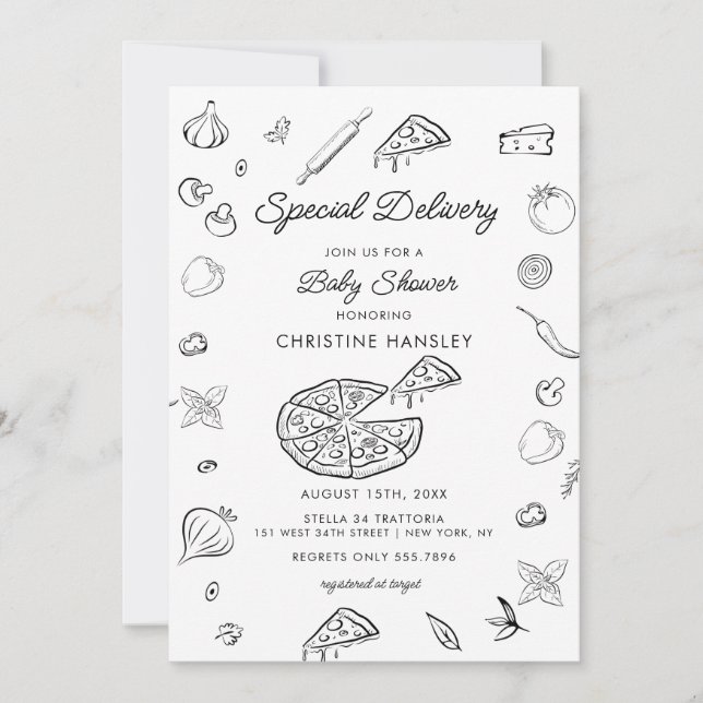  Pizza | Modern Baby Shower  Invitation (Front)