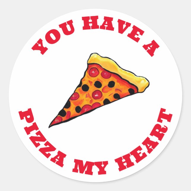 Pizza my heart classic round sticker (Front)