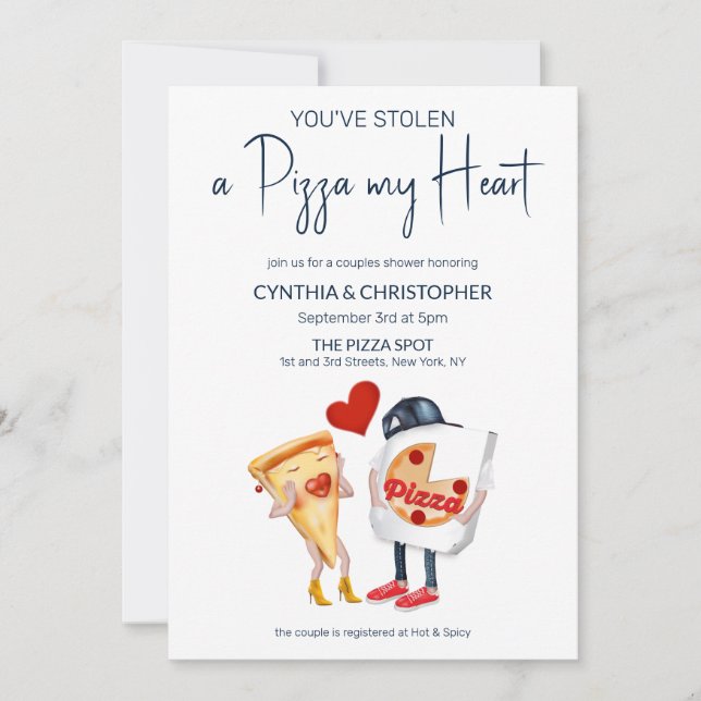 Pizza my Heart Funny Invitation (Front)