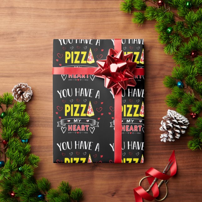 Pizza My Heart Romantic Funny Quote Wrapping Paper (Holiday Gift)