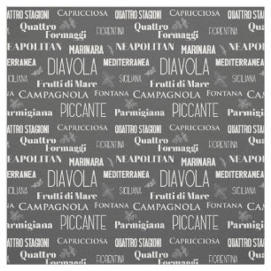 Pizza Names Typographic Italian Kitchen Chef Fabric