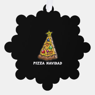 PIZZA NAVIDAD Italian Christmas Tree Humour Ornament Card