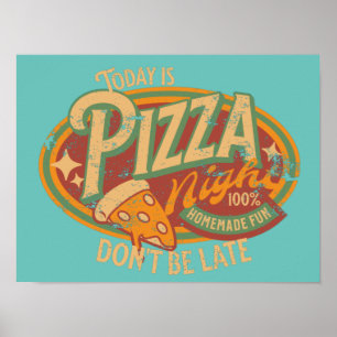 Pizza Night fun logo distressed Poster