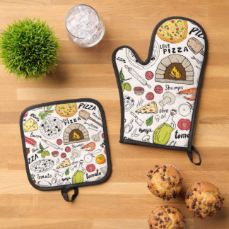 Pizza oven mitt & pot holder set