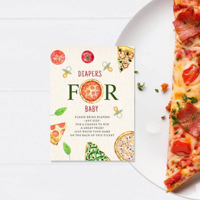 Pizza + Pacifiers Baby Shower Diaper Raffle Ticket Enclosure Card (Creator Uploaded)
