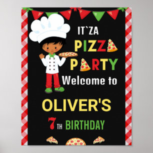 Pizza panneau de réception Petit garçon affiche du