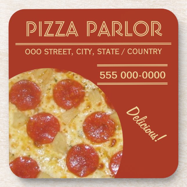 Pizza Parlour custom coasters (Front)