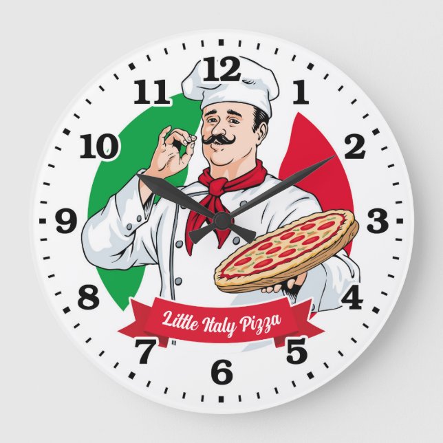 Pizza Parlour Pizzeria Italian Personalizable Cloc Large Clock (Front)