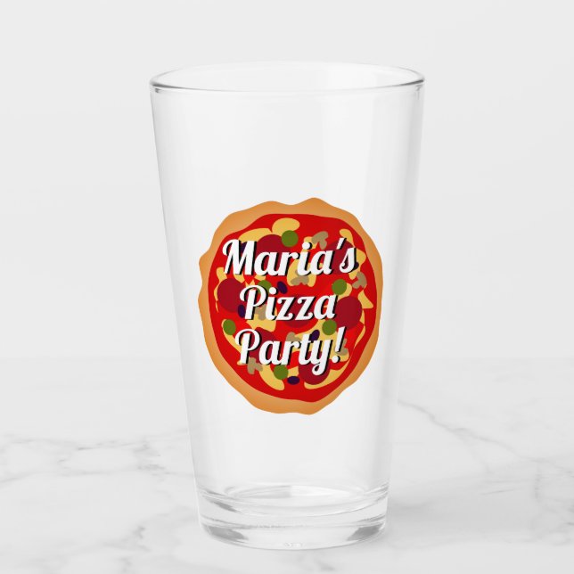 Pizza partie boire du verre avec texte personnalis (Devant)