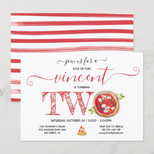 Pizza Party 2e anniversaire Invitation moderne
