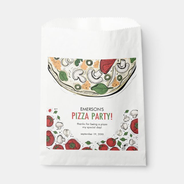 Pizza Party Anniversaire Favoriser les sacs (Devant)
