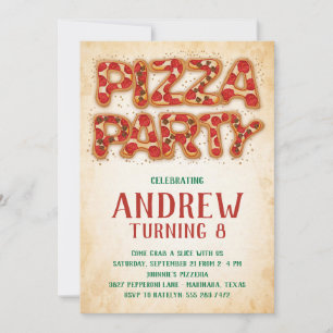 Pizza Party Anniversaire Invitation