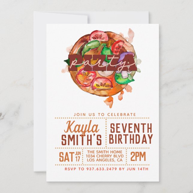 Pizza Party Anniversaire Invitation (Devant)