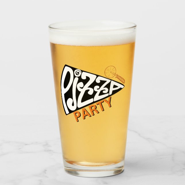 pizza party beer glass (Front Filled)