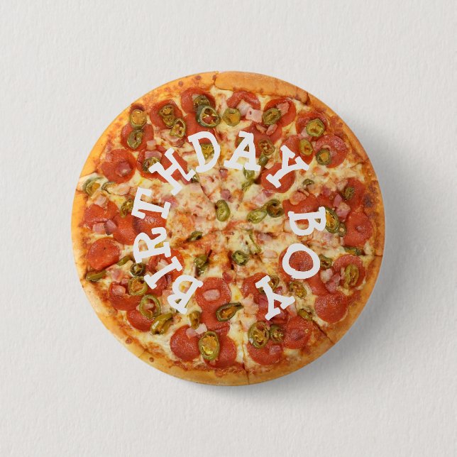 Pizza Party Birthday Boy Button (Front)