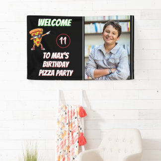 Pizza Party Birthday Fun Pizza Slice Kids Photo Banner