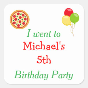 Pizza Party Birthday 'I went to' Square Sticker