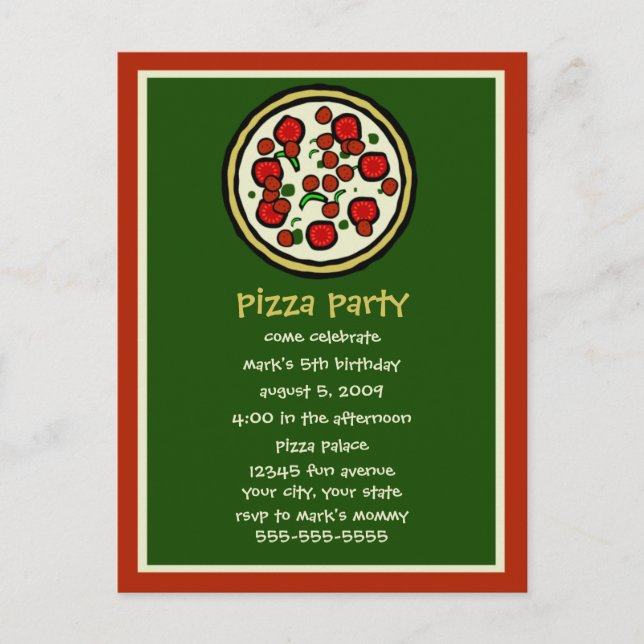 Pizza Party Birthday Invitation (Front)