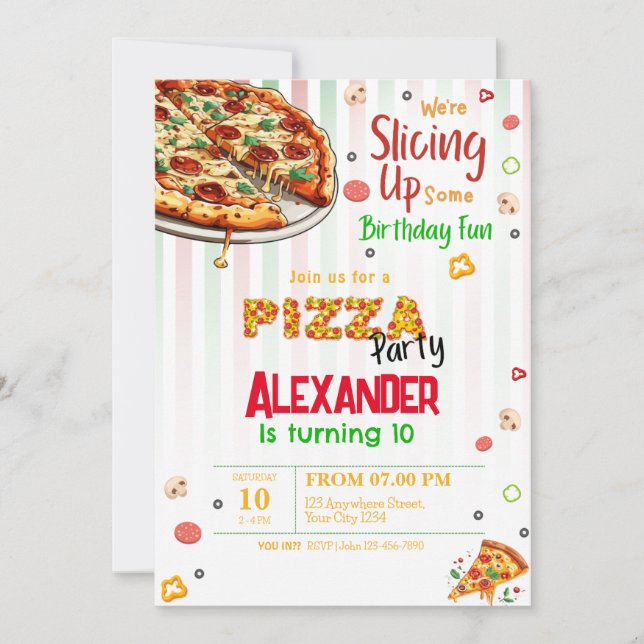Pizza Party Birthday invitation (Front)