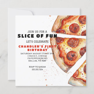 Pizza Party Birthday Invitation