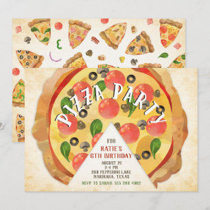 Pizza Party Birthday Invitation