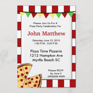Pizza Party Birthday Invitation